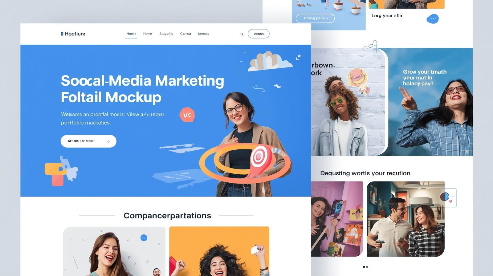 Create a matching mock up image for Social Media Marketing portfolio to attract site visitors with its beatiful display (2)