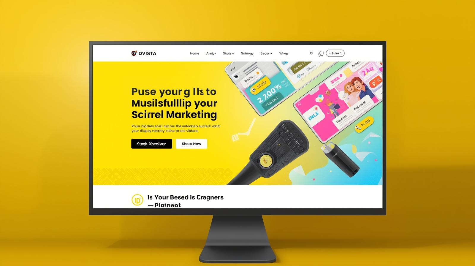 Create a mock up digital screen image for Digital Marketing to attract site visitors with its beatiful display (1)